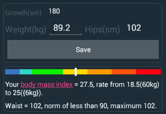 Weight control android App screenshot 2